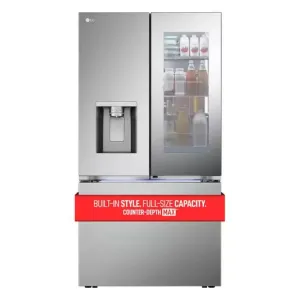 26 Cu. Ft. Counter-Depth MAX French Door Refrigerator W/ Mirrored Instaview & 4 Types of Ice, Printproof Stainless Steel
