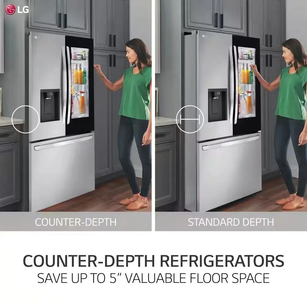 26 Cu. Ft. Smart Instaview Counter Depth MAX French Door Refrigerator in Printproof Stainless Steel
