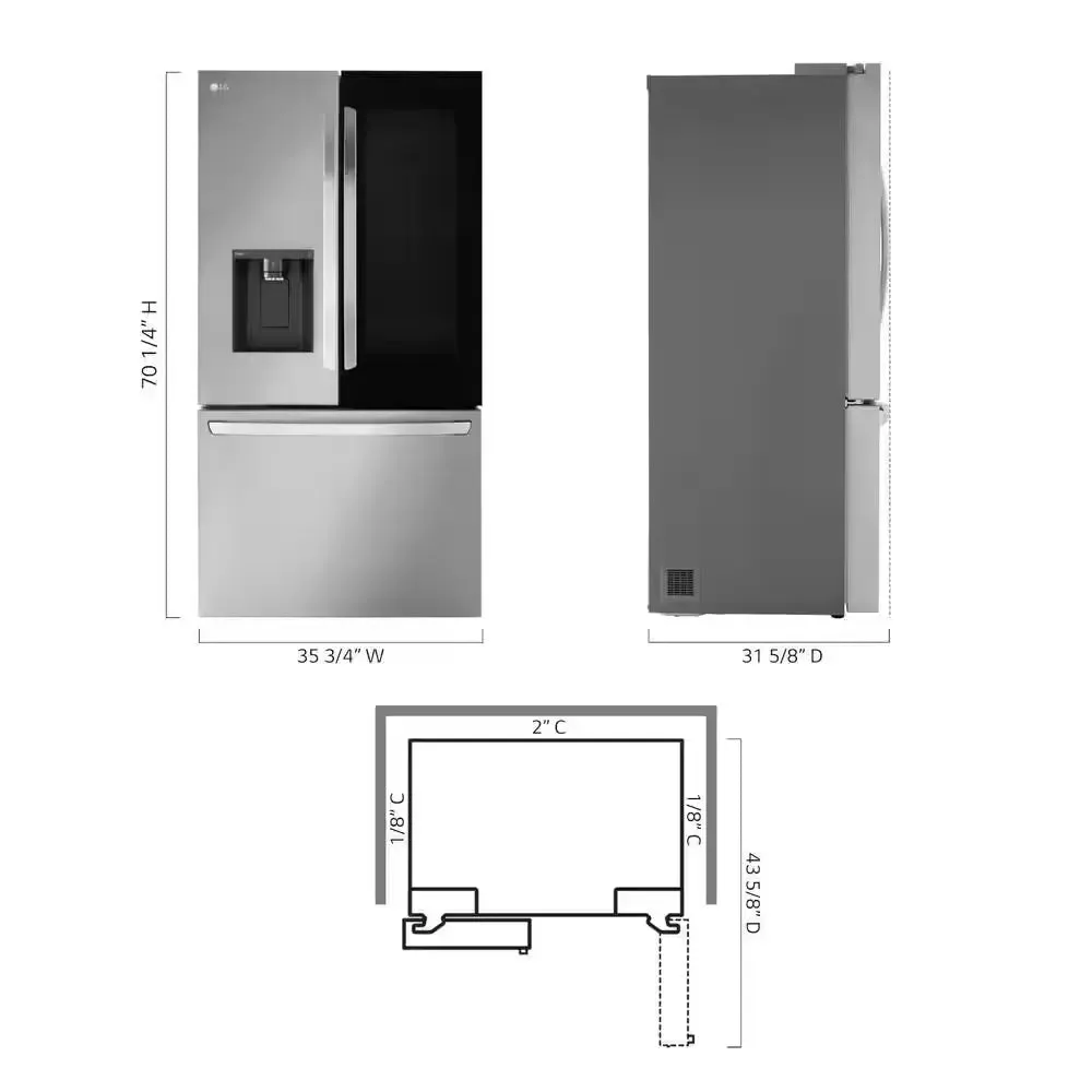 26 Cu. Ft. Smart Instaview Counter Depth MAX French Door Refrigerator in Printproof Stainless Steel