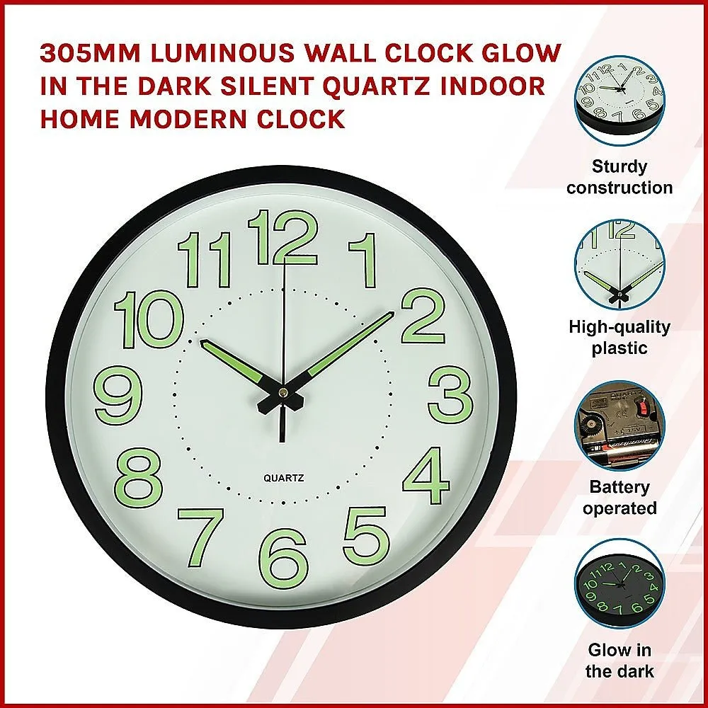305mm Wall Clock - Glow In The Dark