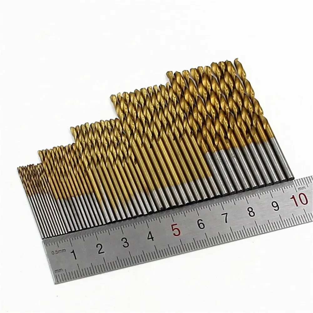 50pc Titanium Plated Twist Drill Set for Electric Drill and Diy Woodwork
