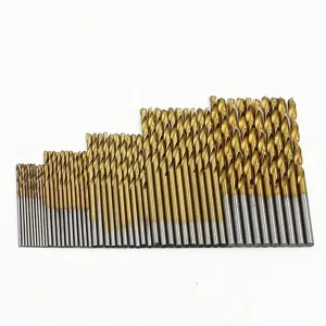 50pc Titanium Plated Twist Drill Set for Electric Drill and Diy Woodwork