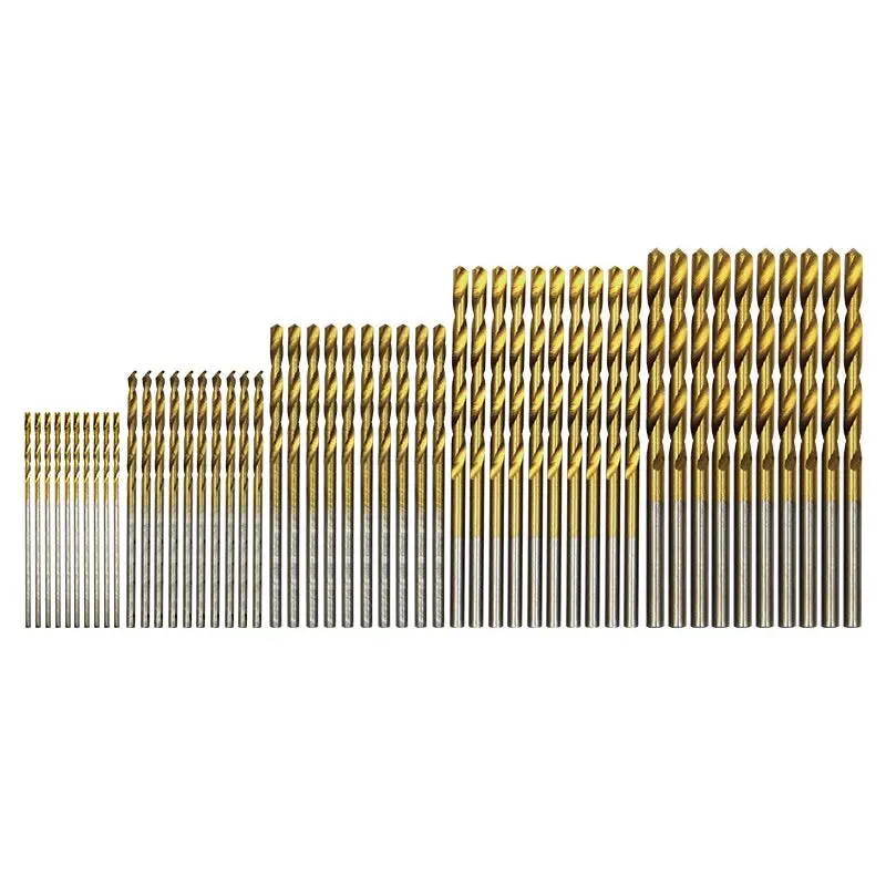 50pc Titanium Plated Twist Drill Set for Electric Drill and Diy Woodwork