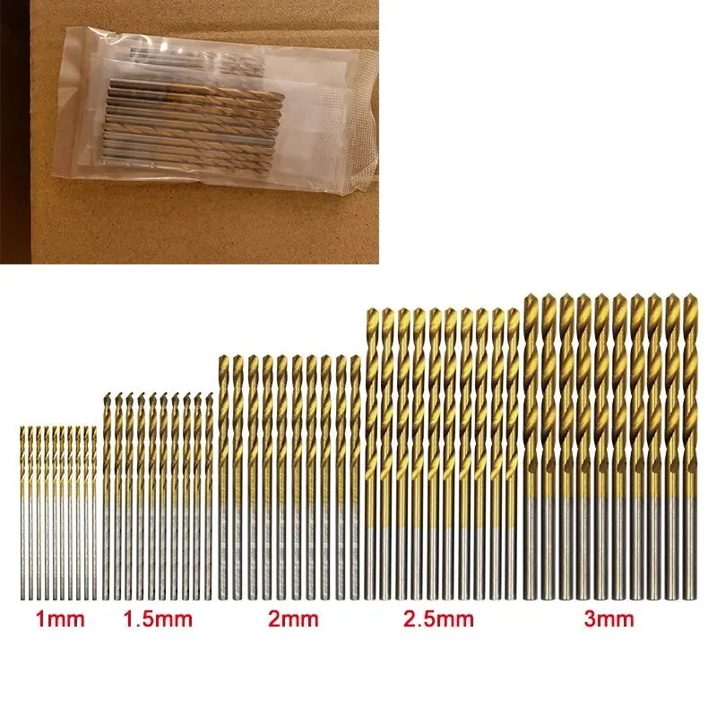 50pc Titanium Plated Twist Drill Set for Electric Drill and Diy Woodwork