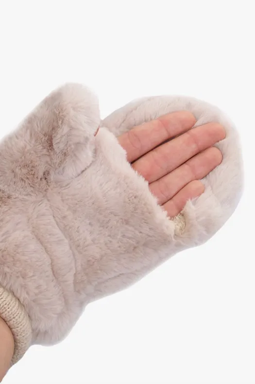 alex faux fur mittens