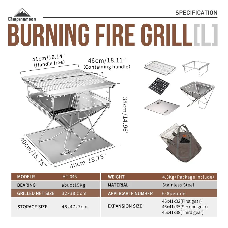 CampingMoon 14in Foldable Grill MT-2