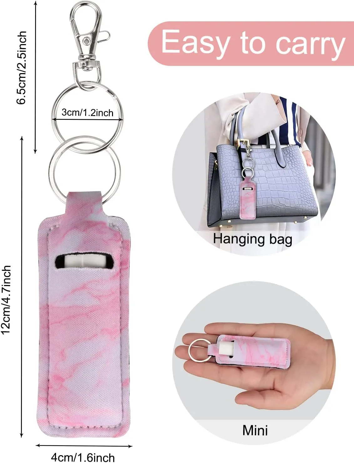 Chapstick Holder Keychain Lip Balm Holder Lipstick Sleeve Pouch Lip Gloss Holder Stocking Stuffers Gift for Women