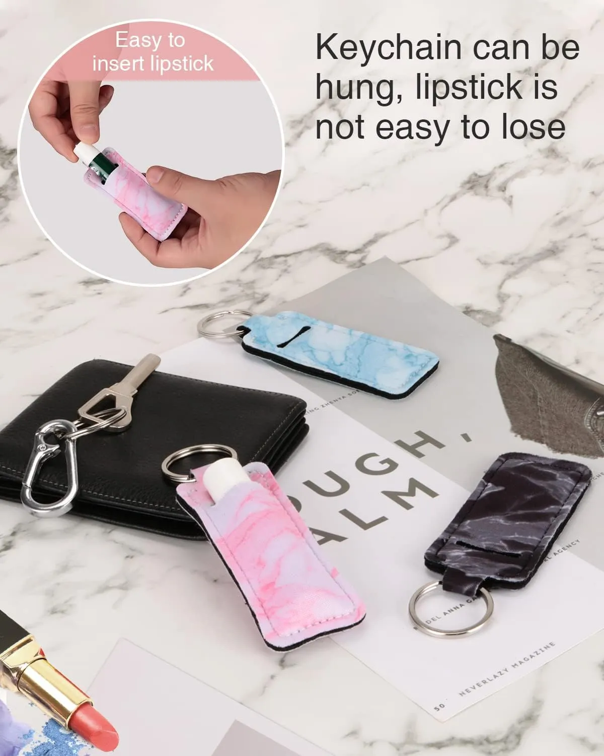 Chapstick Holder Keychain Lip Balm Holder Lipstick Sleeve Pouch Lip Gloss Holder Stocking Stuffers Gift for Women