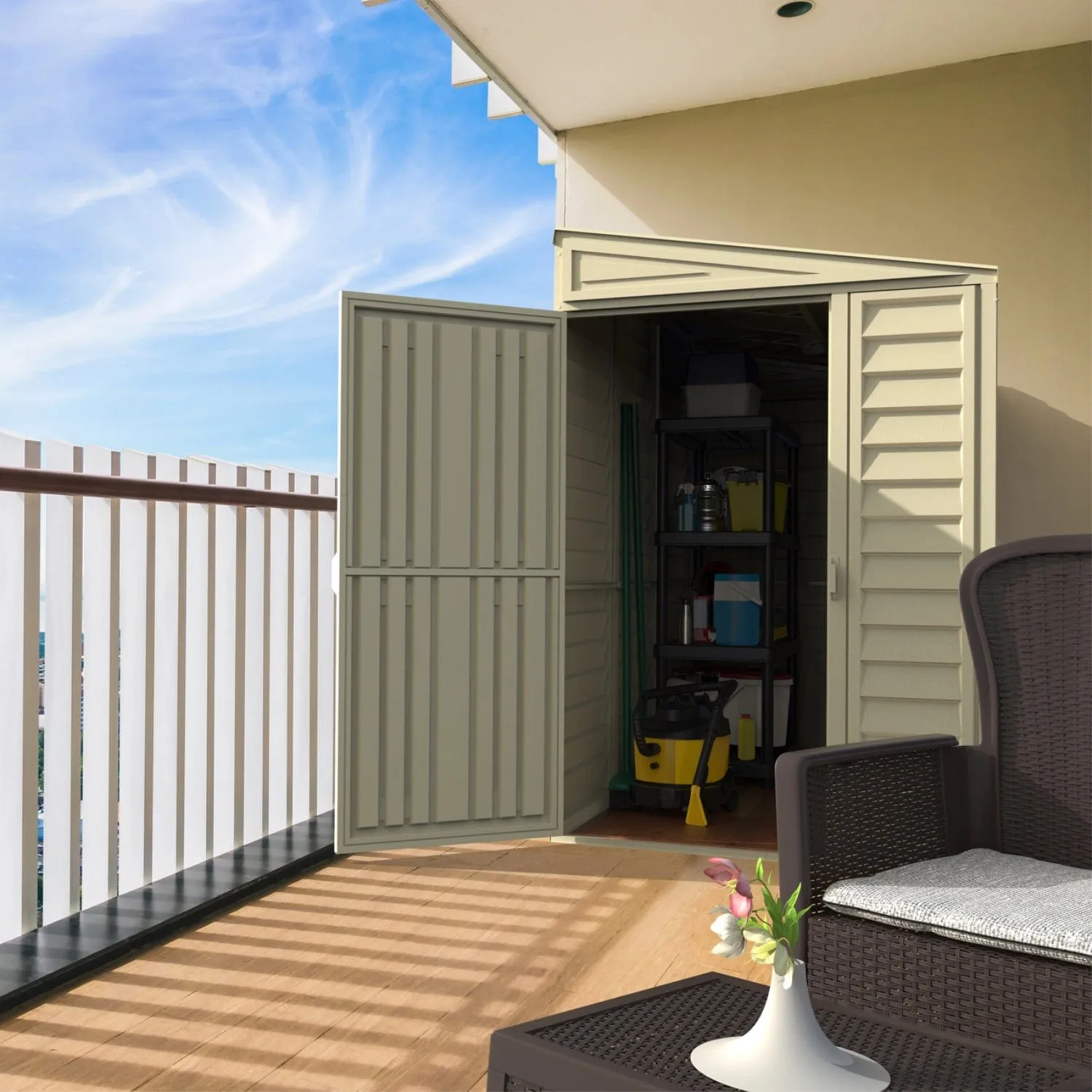 DuraMax | 4 ft Wide SideMate Vinyl Plastic Storage Shed with Foundation