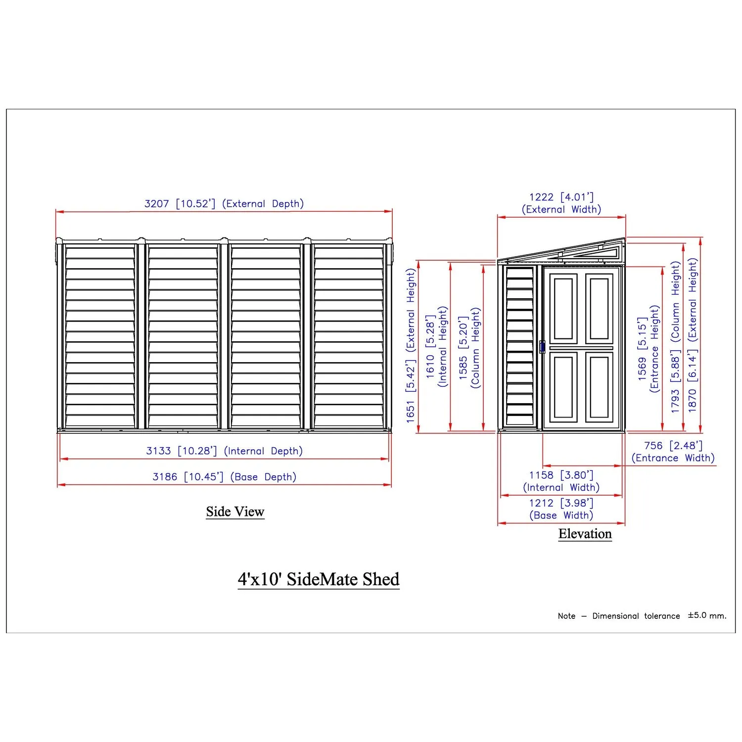 DuraMax | 4 ft Wide SideMate Vinyl Plastic Storage Shed with Foundation