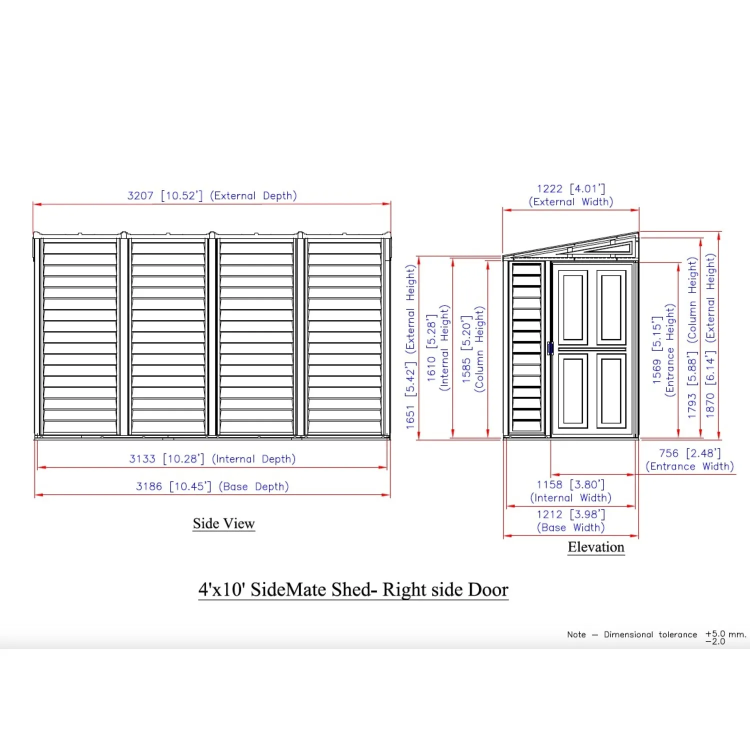 DuraMax | 4 ft Wide SideMate Vinyl Plastic Storage Shed with Foundation
