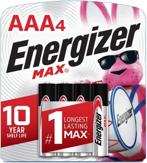 Energizer MAX AAA Alkaline Batteries 4 pack