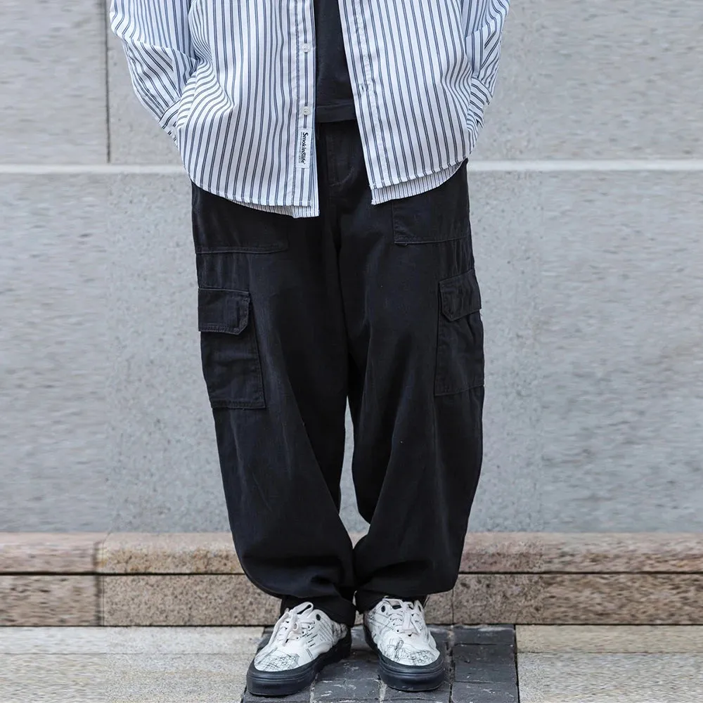 Multi-Pocket Cargo Pants Safari Style Straight-leg Trousers