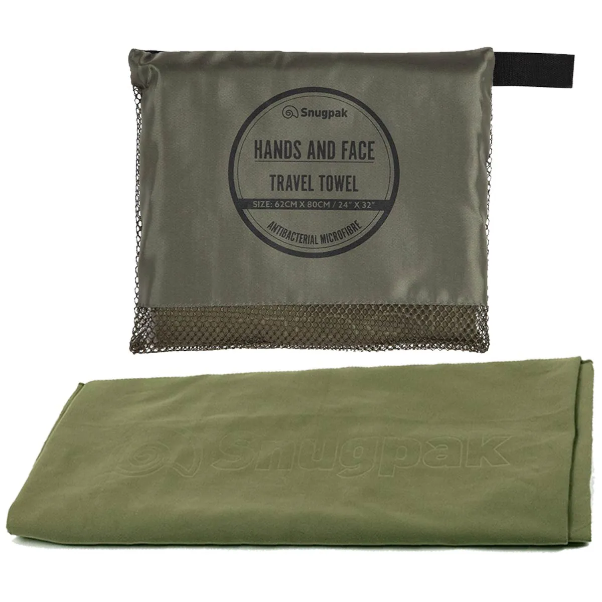 Snugpak Hands & Face Travel Towel Olive - 62cm x 80cm