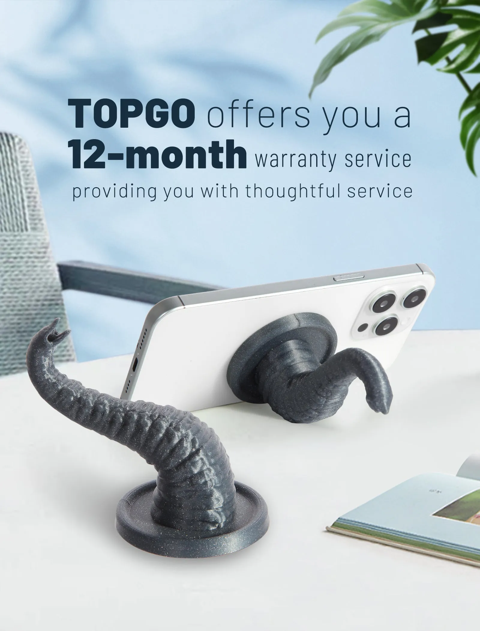 Topgo Magnetic 2IN1 Hook&Holder,  360 Degree Rotating Suction  Phone Holder，Cruise Ship Hook and Airplane travel accessories, Video Recording Kit Compatible with Magsafe, Grill and Fridge Hook