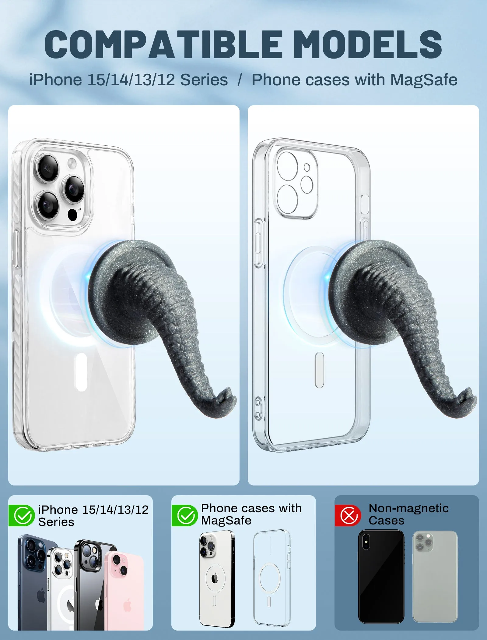 Topgo Magnetic 2IN1 Hook&Holder,  360 Degree Rotating Suction  Phone Holder，Cruise Ship Hook and Airplane travel accessories, Video Recording Kit Compatible with Magsafe, Grill and Fridge Hook