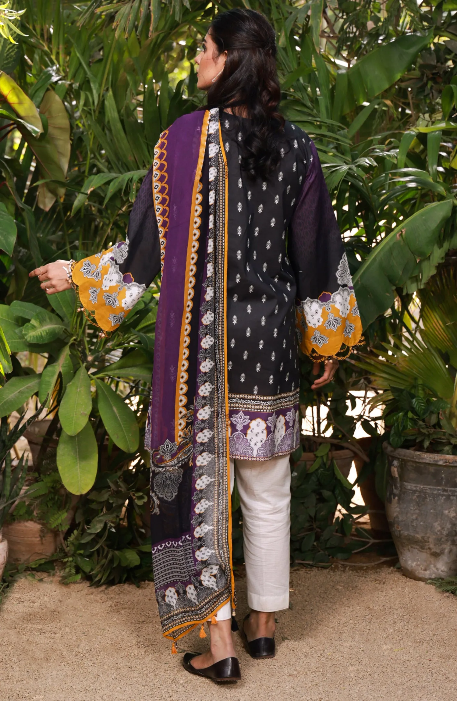 Unstitched 2 Piece Printed Lawn Shirt and Chiffon Dupatta (NRDS-21-101/U PURPLE)