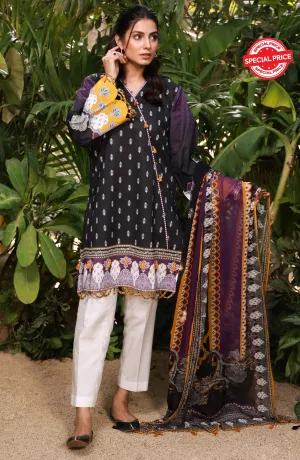 Unstitched 2 Piece Printed Lawn Shirt and Chiffon Dupatta (NRDS-21-101/U PURPLE)