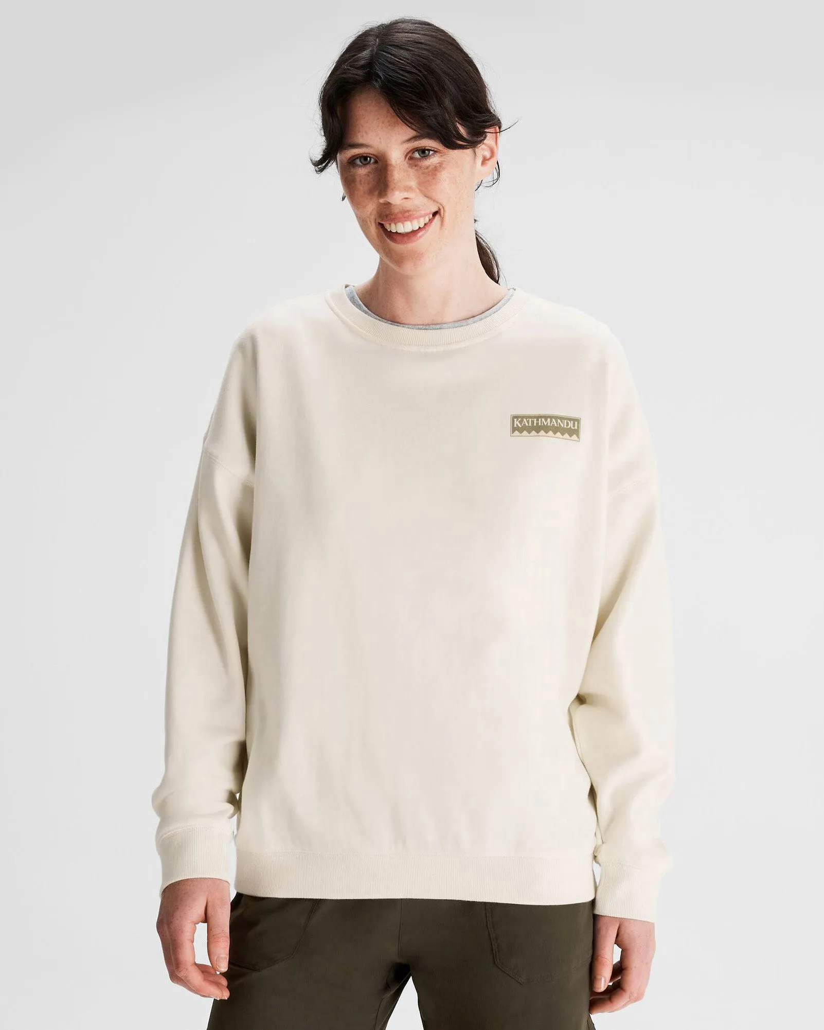 Women's Heritage Logo Slouchy LT BB Crew Sweatshirt - Natural