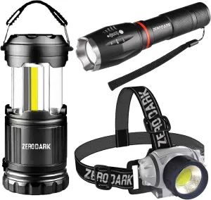 ZeroDark Flashlights Headlamp Lantern 3-Piece Set